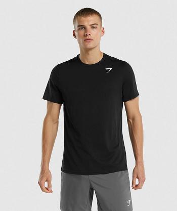 T Shirts Męskie Gymshark Arrival Regular Fit Czarne | PL 3771FDN